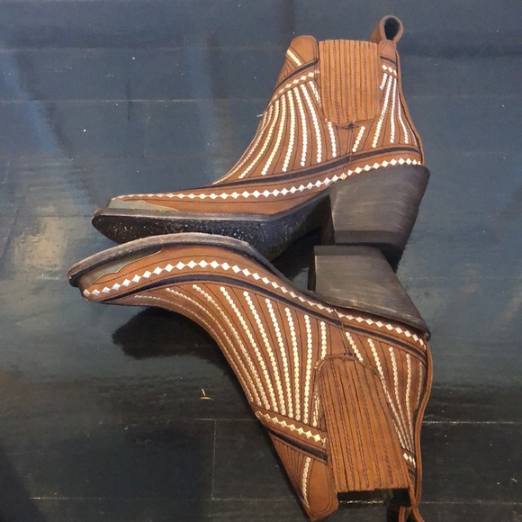 Yippee Ki Yay by Old Gringo Quincy Suede Shedron Ankle Boots  5 New Brown Multi - Picture 10 of 12